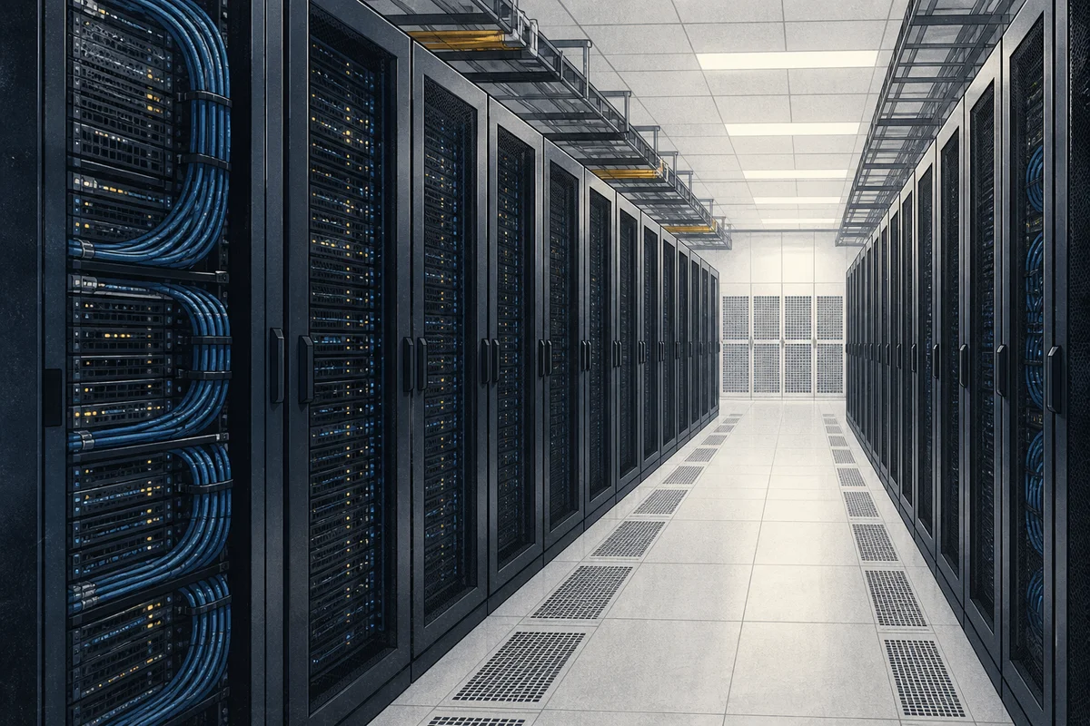 Stylized Azure datacenter rack illustration